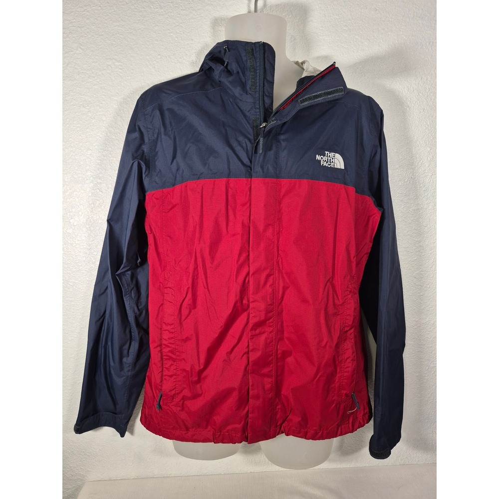 The North Face Resolve 2 Rain Jacket Mens Medium Red Navy Blue Waterproof Hooded